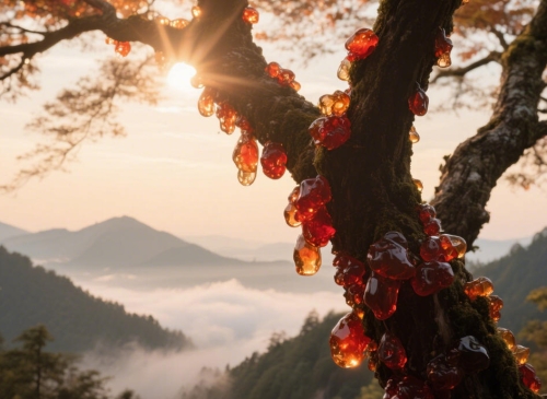 采摘自神農(nóng)架秘境：野生老樹(shù)桃膠，滴滴純凈